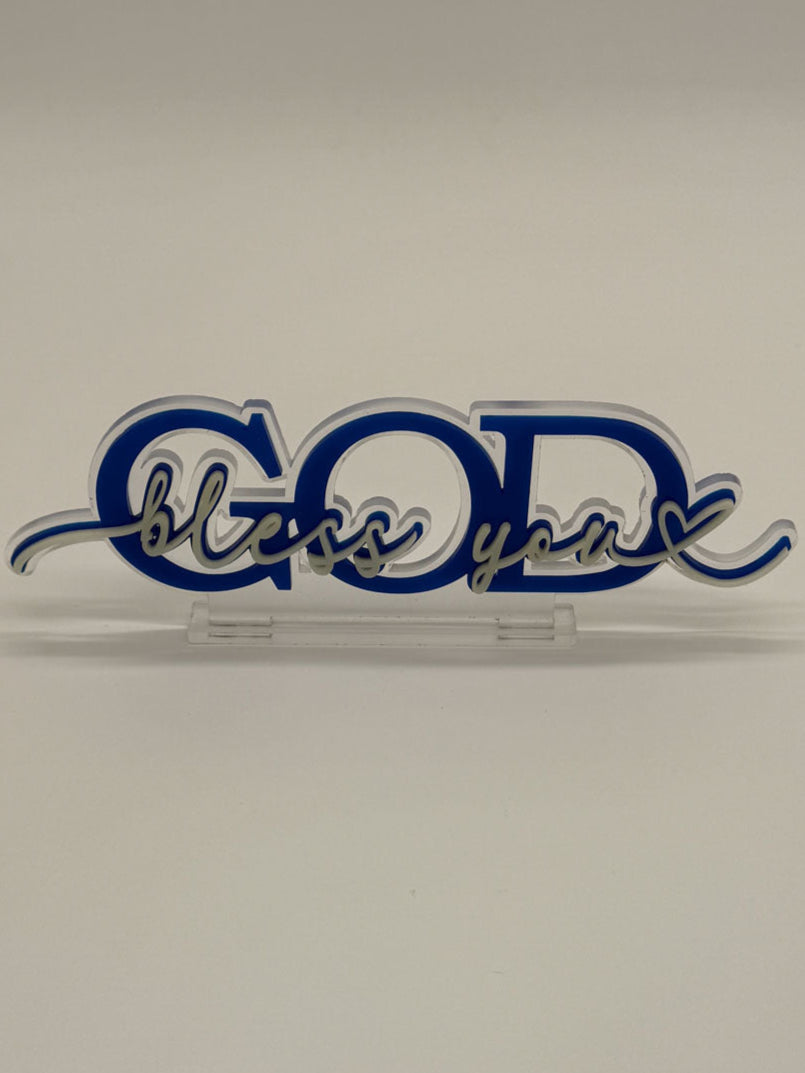 "God Bless You" 2.5" X 6" Desk Ornament