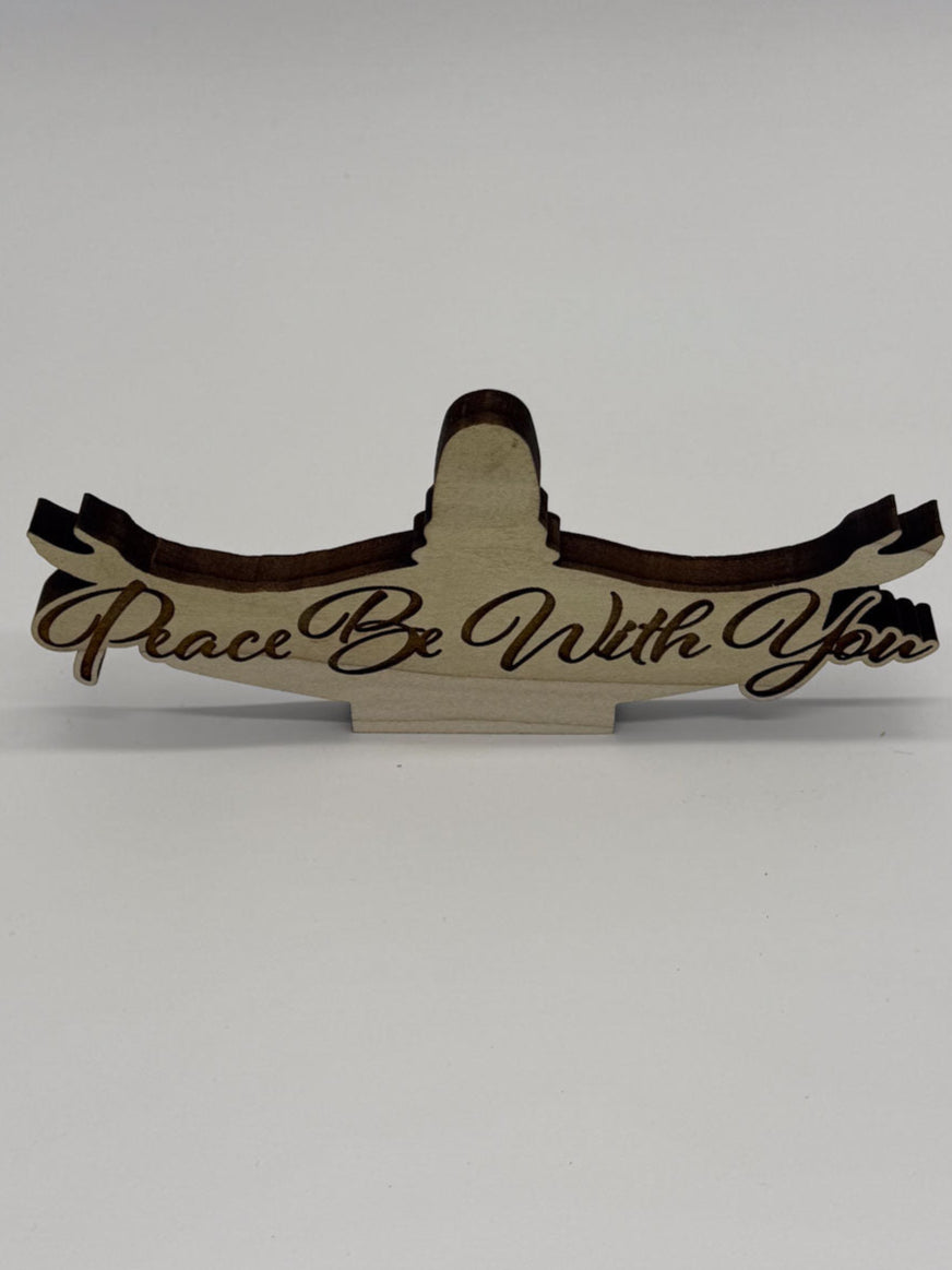 "Peace Be With You" 4" X 6" Wood Desk Ornament - GOdCREATEd